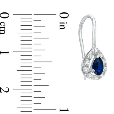 Pear Shaped Blue and White Sapphire Hoops in Sterling Silver