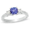 Cushion-Cut Tanzanite Diamond Ring