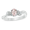 Diamond and Oval Morganite Accent Ring