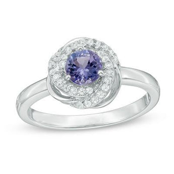 Tanzanite and White Orbit Frame Ring