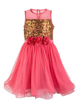 Branyork Pink Sequinned Fit and Flare Dress