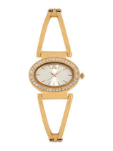 Arumkick Silver-Toned Embellished Oval Watch