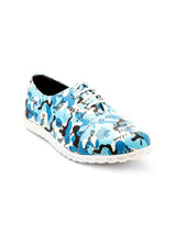 Scamanus Blue Printed Casual Shoes